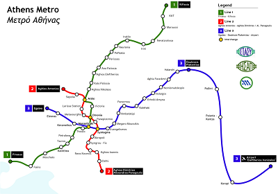 Metro - mapa Athény