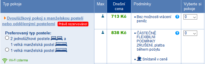 výběr ubytování