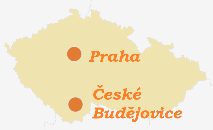 Poloha Českých Budějovic na mapě