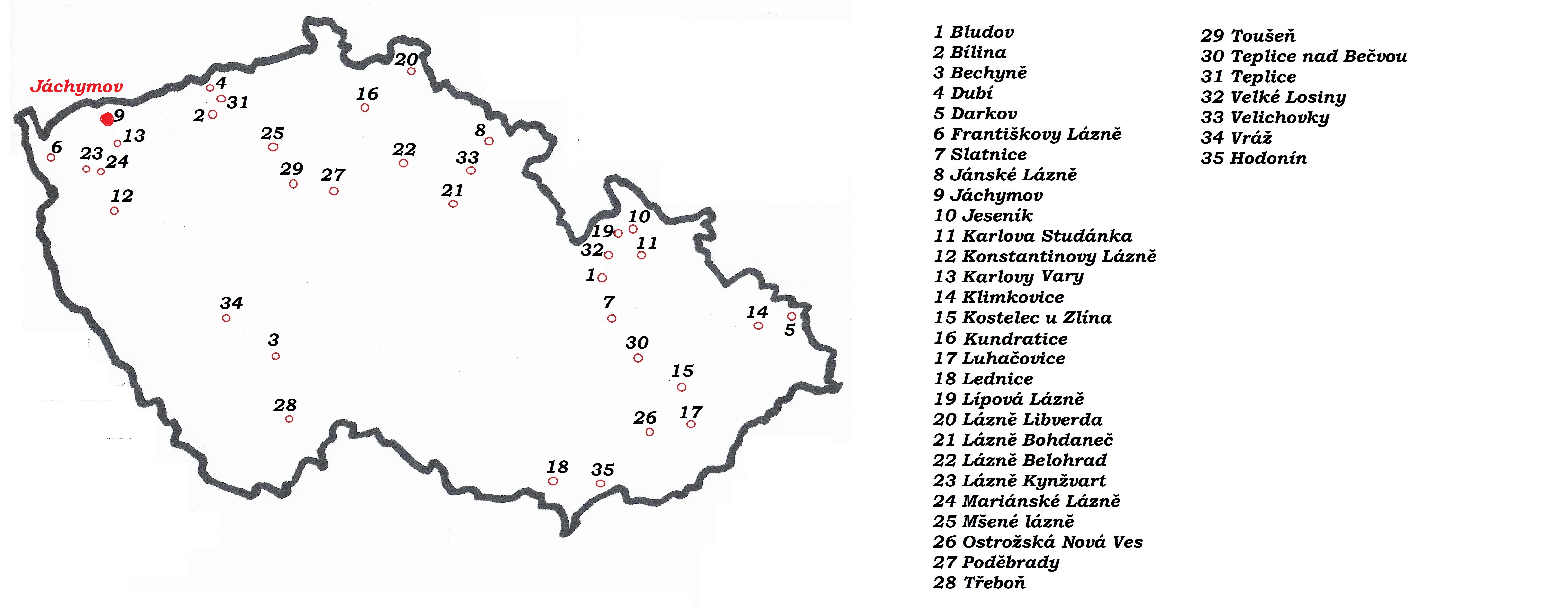 Poloha Lázní Jáchymov na mapě