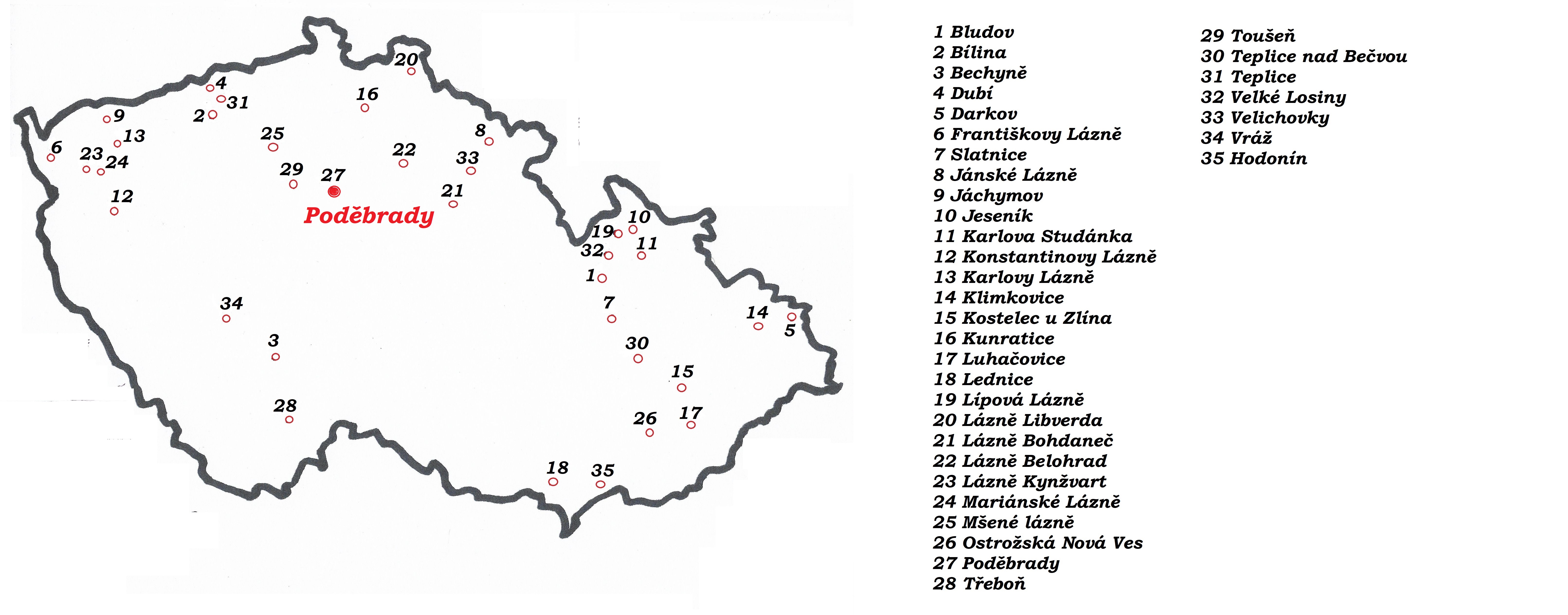 Lázně Poděbrady - mapa