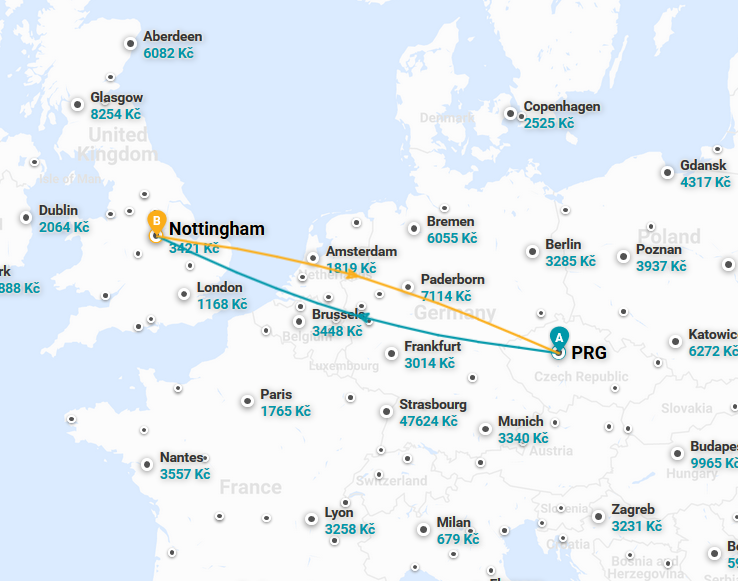 Nottingham - trasa -letu