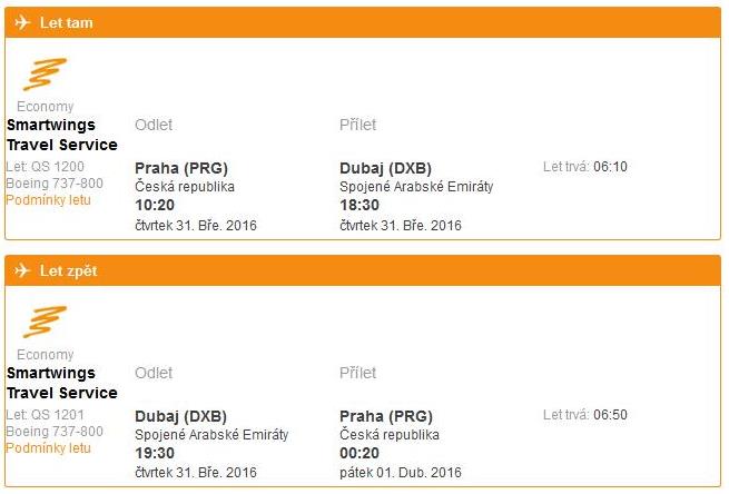 Výběr letenky do Dubaje