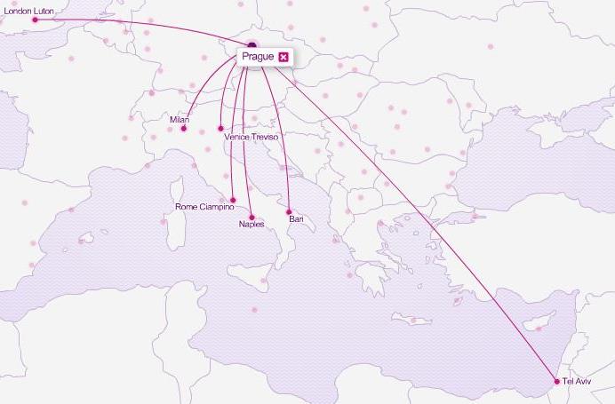 Mapa Wizzair