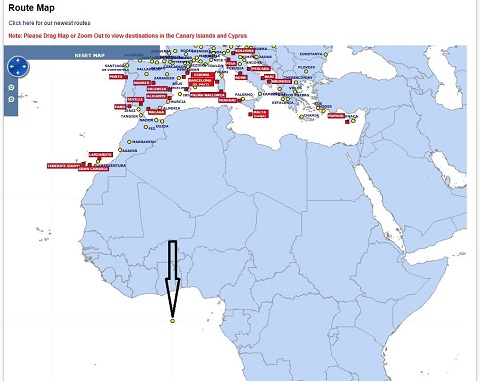 Route mapa Ryanair