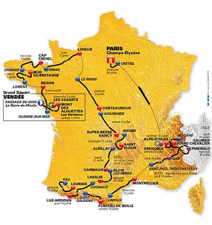 Mapa závodu Tour de France